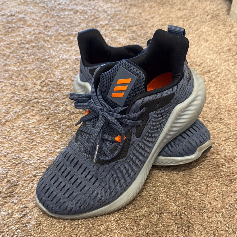 Adidas Charcoal and Neon Orange Athletic Sneakers